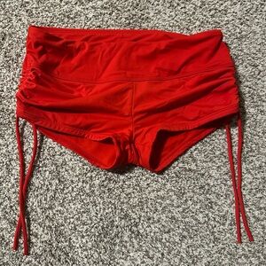 Athleta Red Ruched Swim Shorts